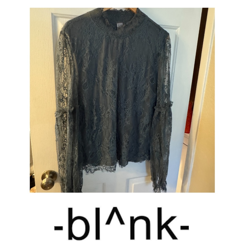 Blank London Lace Mock Turtleneck Top.